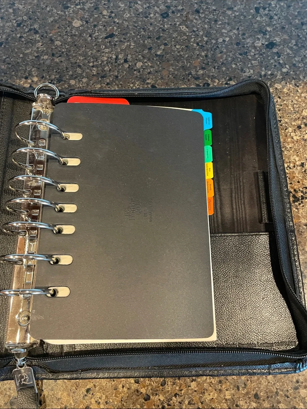 Vintage Franklin Quest 7 Ring Black Leather Planner